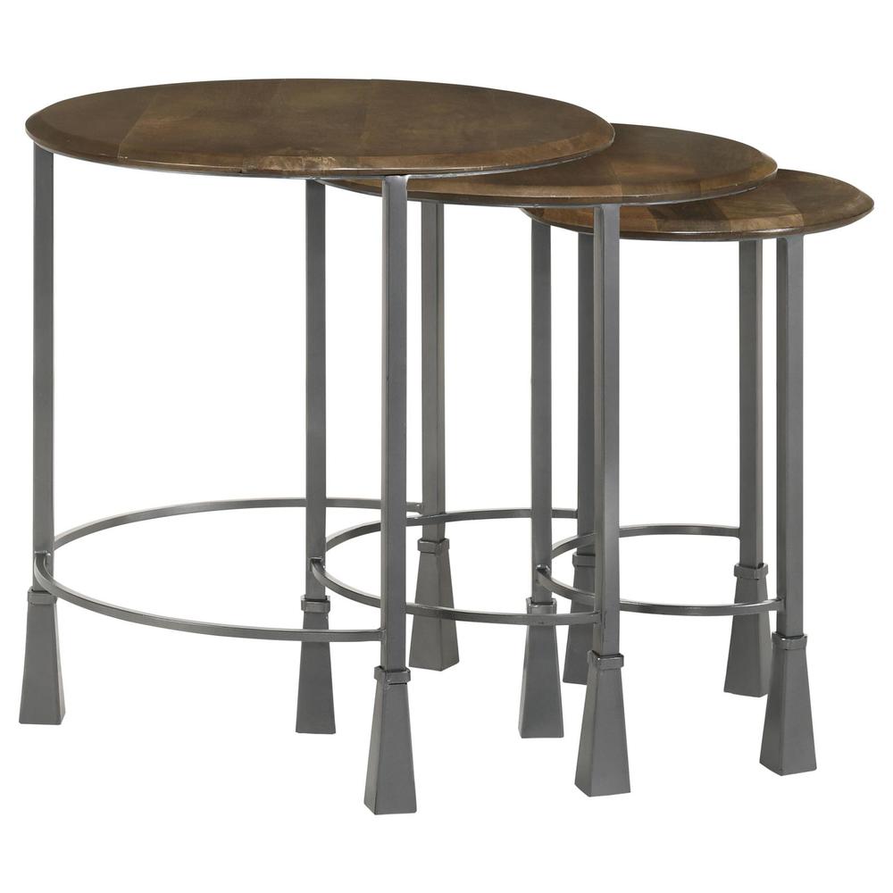 Deja 3-piece Round Nesting Table Natural and Gunmetal. Picture 7