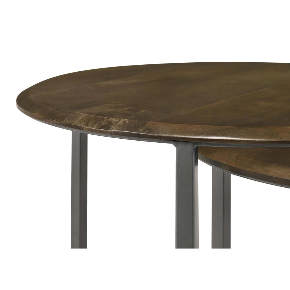 Deja 3-piece Round Nesting Table Natural and Gunmetal. Picture 9
