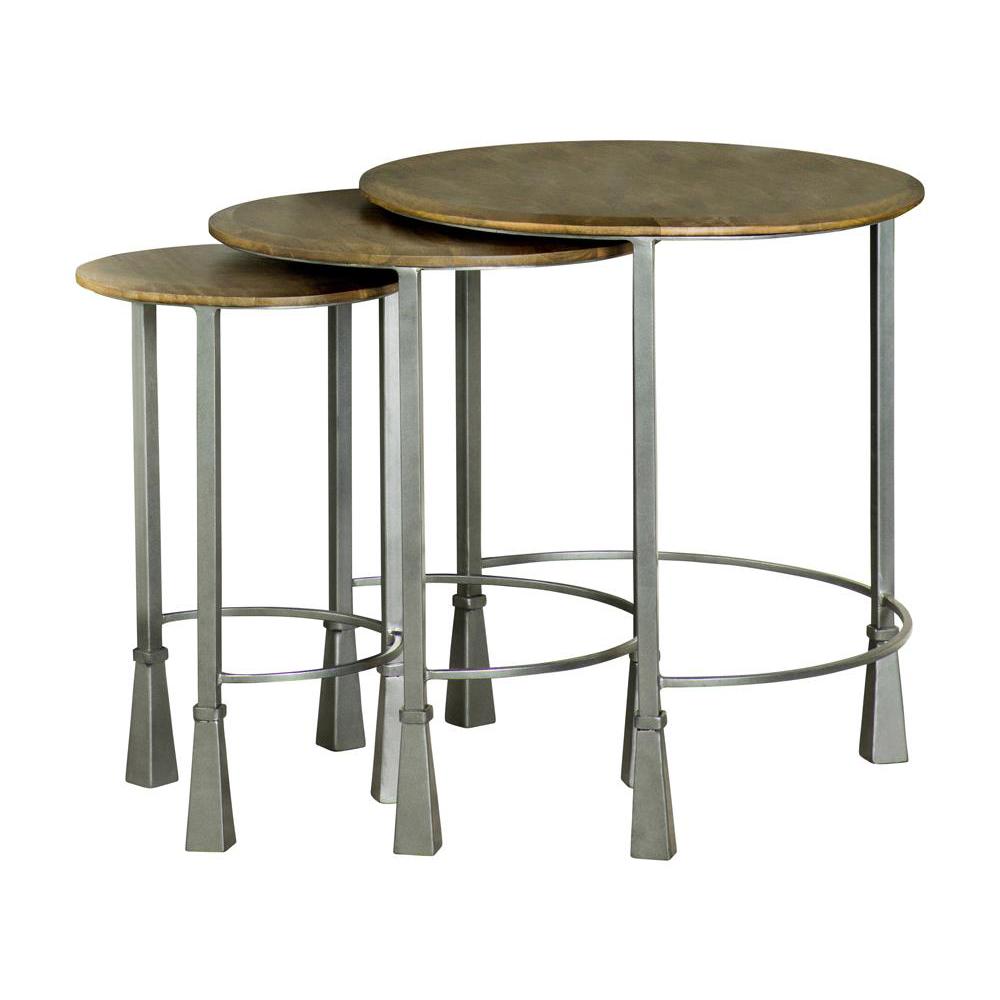 Deja 3-piece Round Nesting Table Natural and Gunmetal. Picture 10