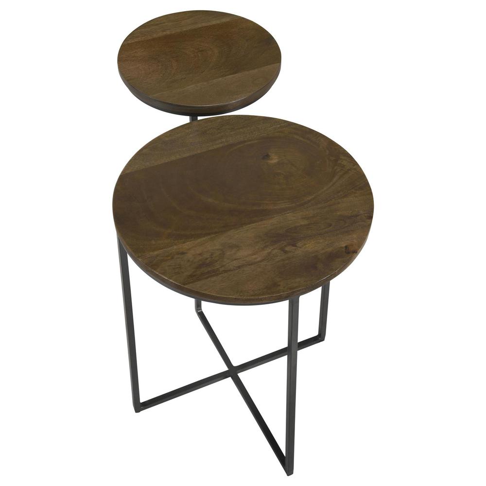 Yael Round Accent Table Natural and Gunmetal. Picture 6