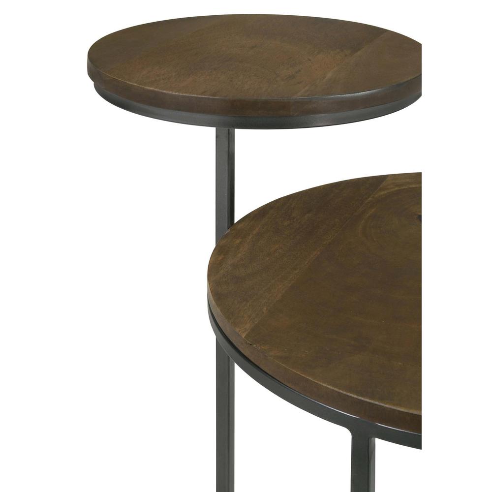 Yael Round Accent Table Natural and Gunmetal. Picture 7
