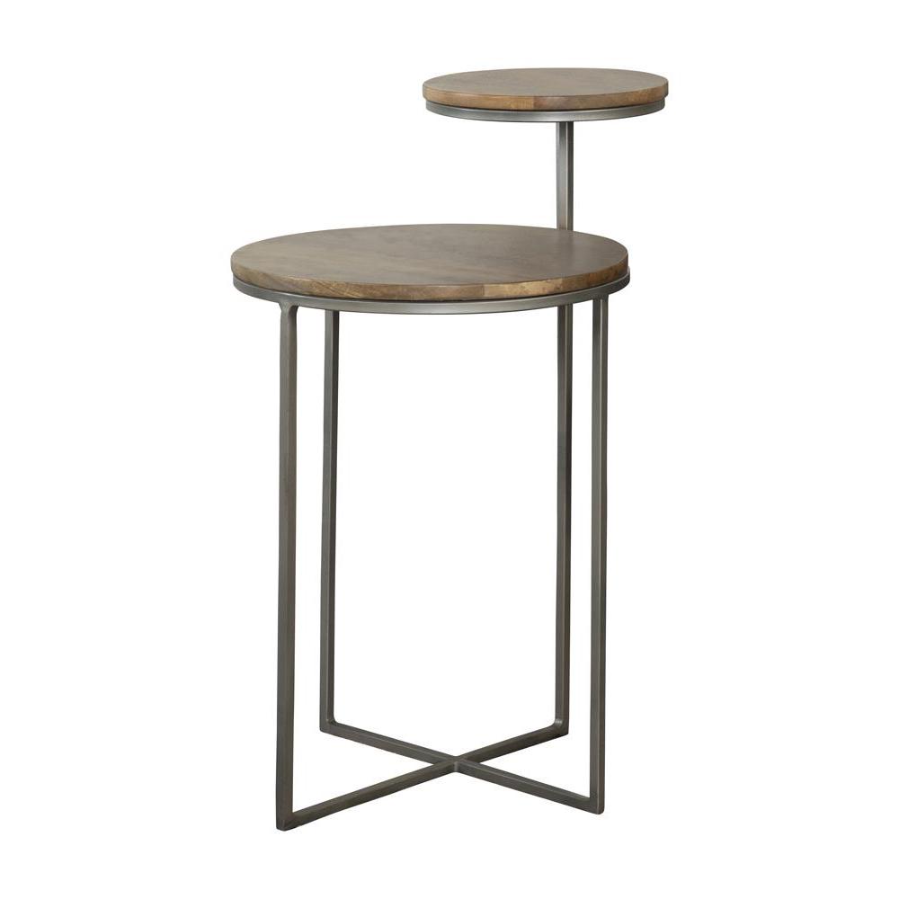 Yael Round Accent Table Natural and Gunmetal. Picture 8