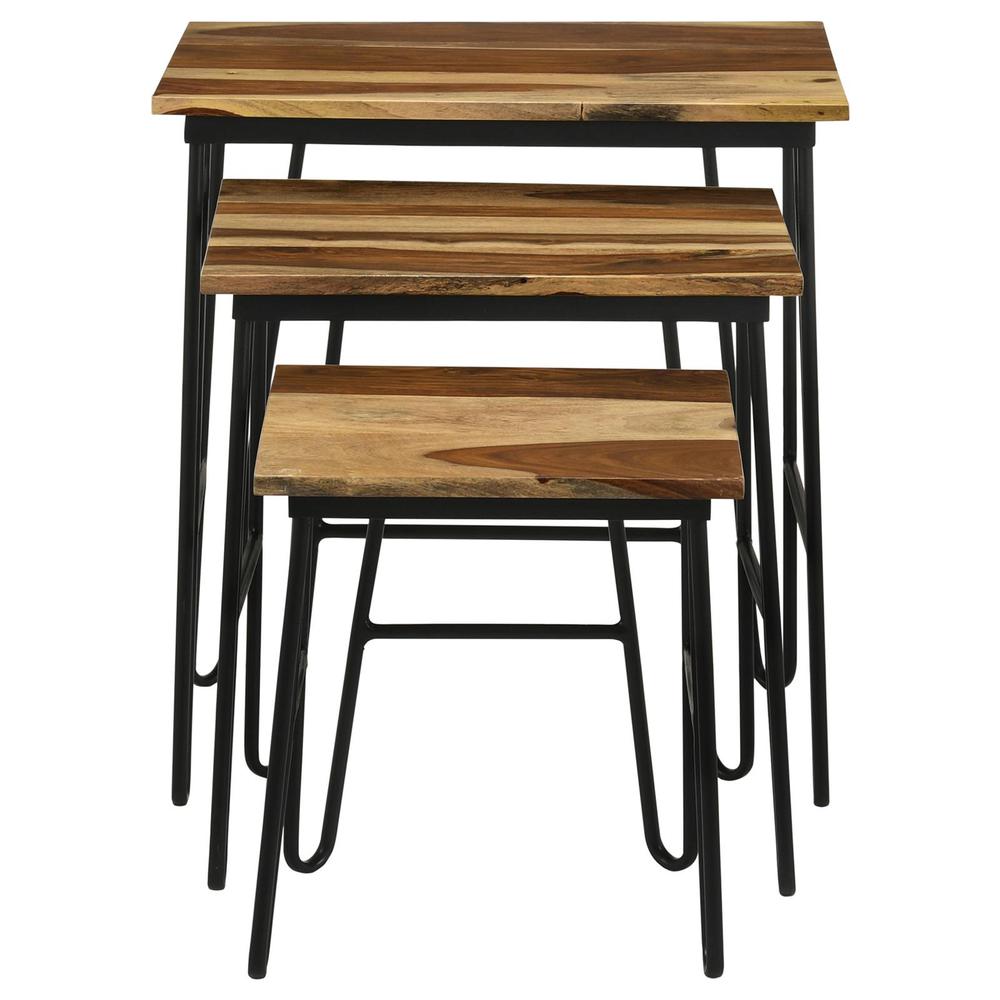 Nayeli 3-piece Nesting Table with Hairpin Legs Natural and Black. Picture 5