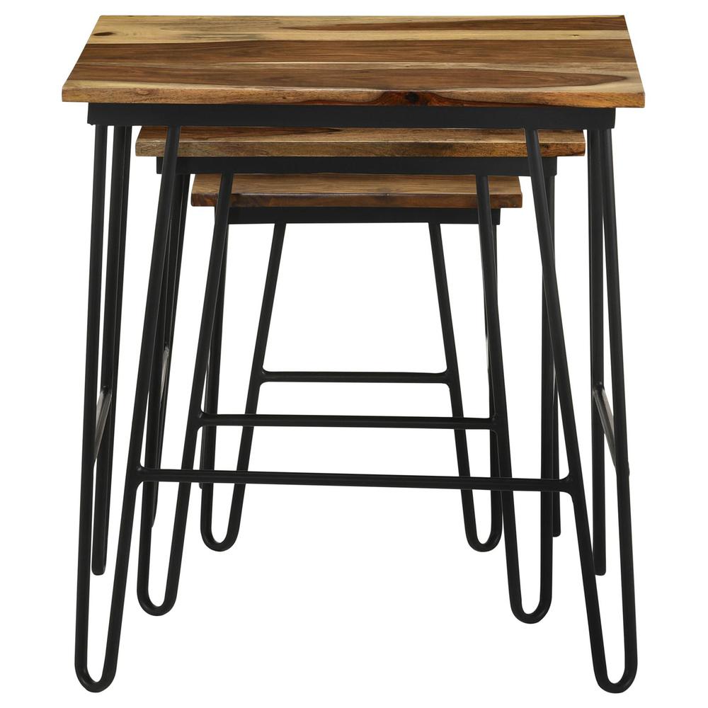 Nayeli 3-piece Nesting Table with Hairpin Legs Natural and Black. Picture 8