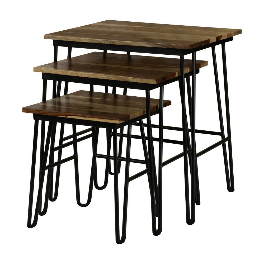 Nayeli 3-piece Nesting Table with Hairpin Legs Natural and Black. Picture 11