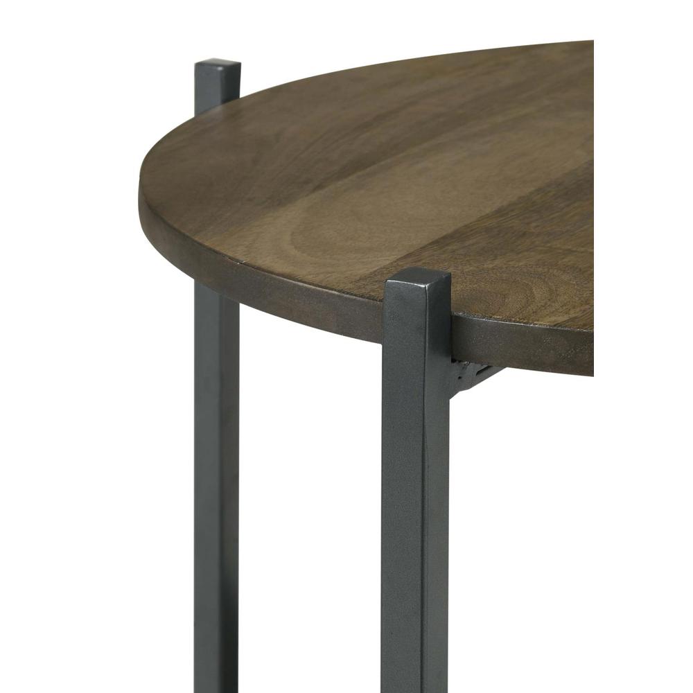 Axel Round Accent Table with Open Shelf Natural and Gunmetal. Picture 5
