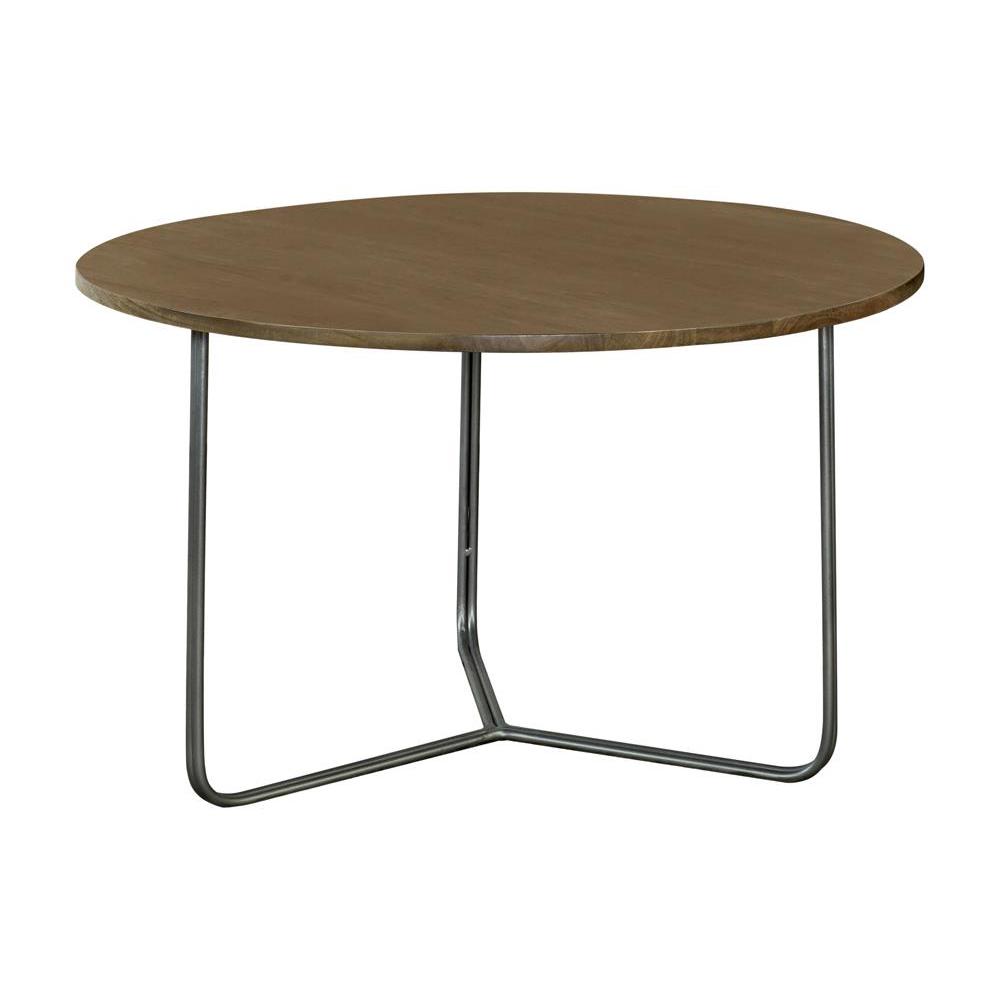 Yaritza Round Accent Table with Triangle Wire Base Natural and Gunmetal. Picture 8