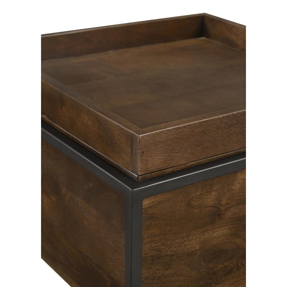 Ondrej Square Accent Table with Removable Top Tray Dark Brown and Gunmetal. Picture 5