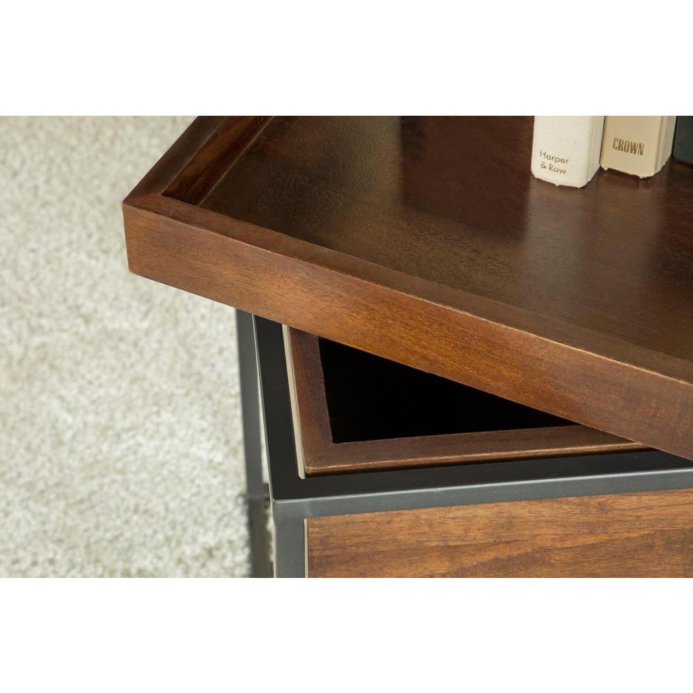Ondrej Square Accent Table with Removable Top Tray Dark Brown and Gunmetal. Picture 8