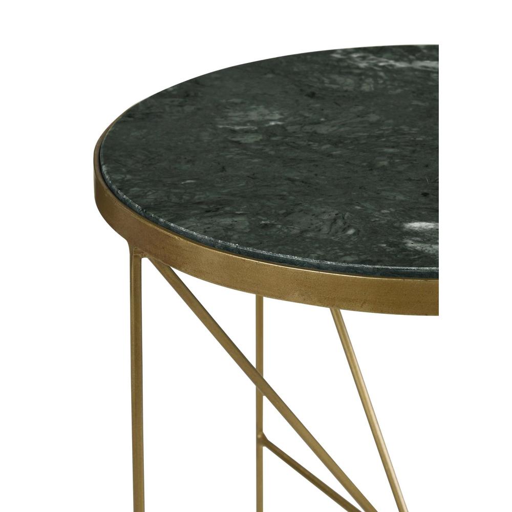 Eliska Round Accent Table with Marble Top Green and Antique Gold. Picture 5