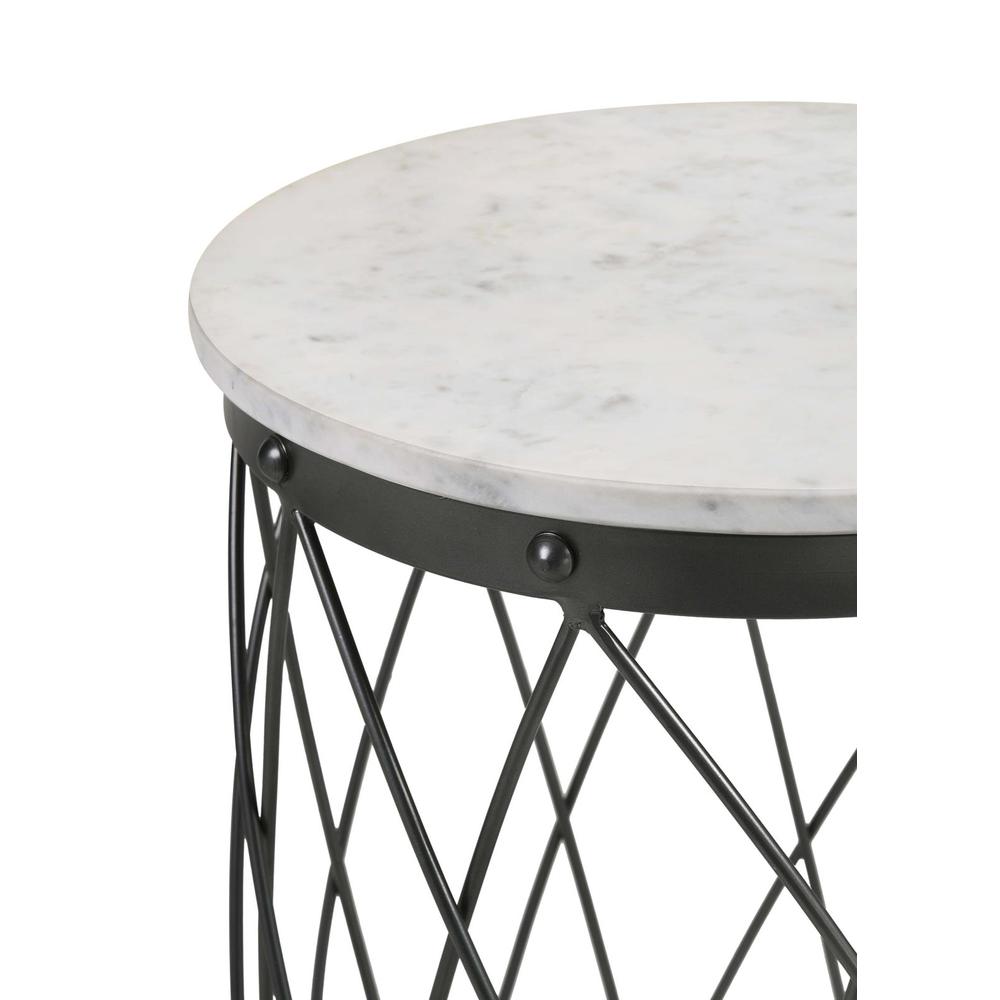 Tereza Round Accent Table with Marble Top White and Black. Picture 5