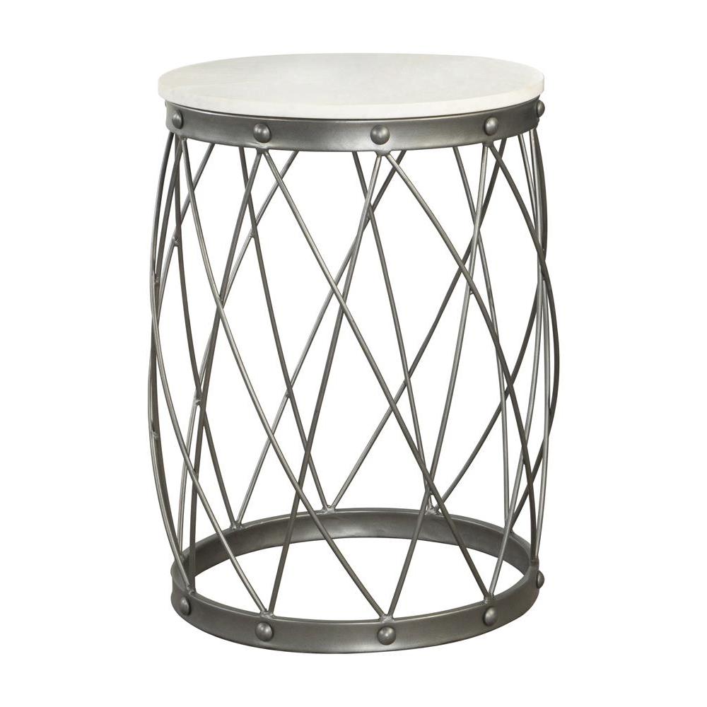 Tereza Round Accent Table with Marble Top White and Black. Picture 7