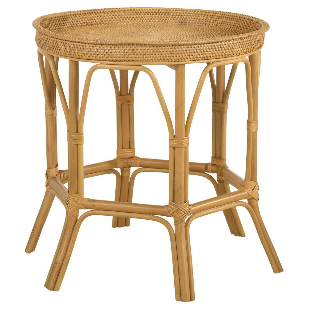 Antonio Round Rattan Tray Top Accent Table Natural. Picture 2