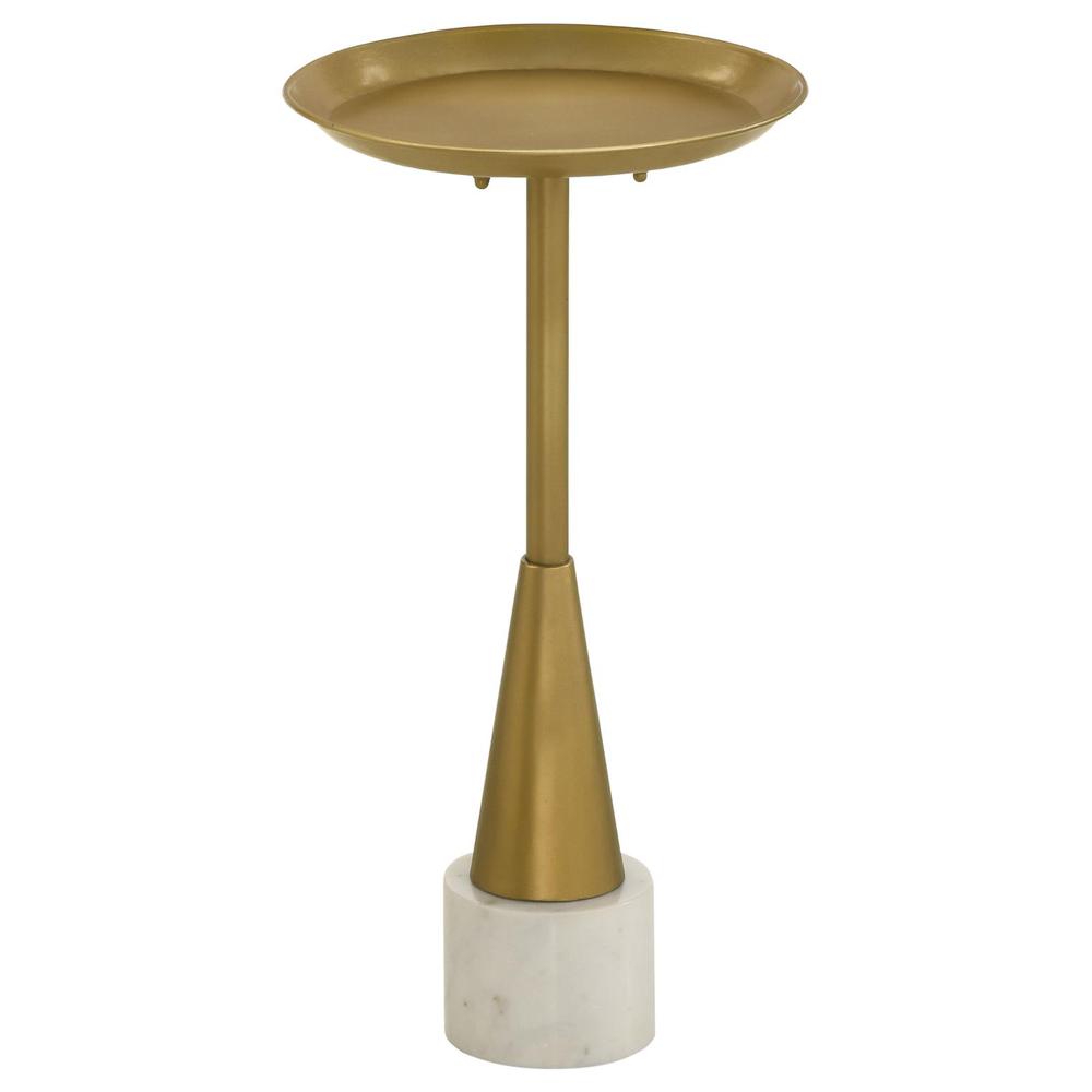 Alpine Round Metal Side Table White and Gold. Picture 5