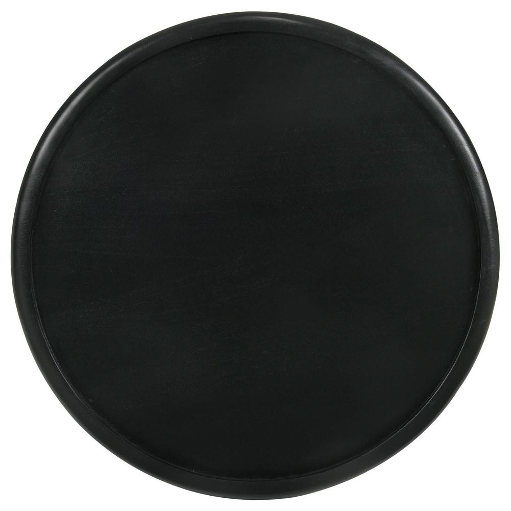 Krish 18-inch Round Accent Table Black Stain. Picture 1