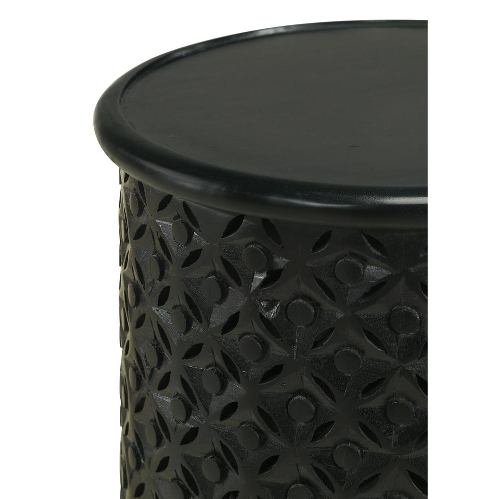 Krish 18-inch Round Accent Table Black Stain. Picture 2
