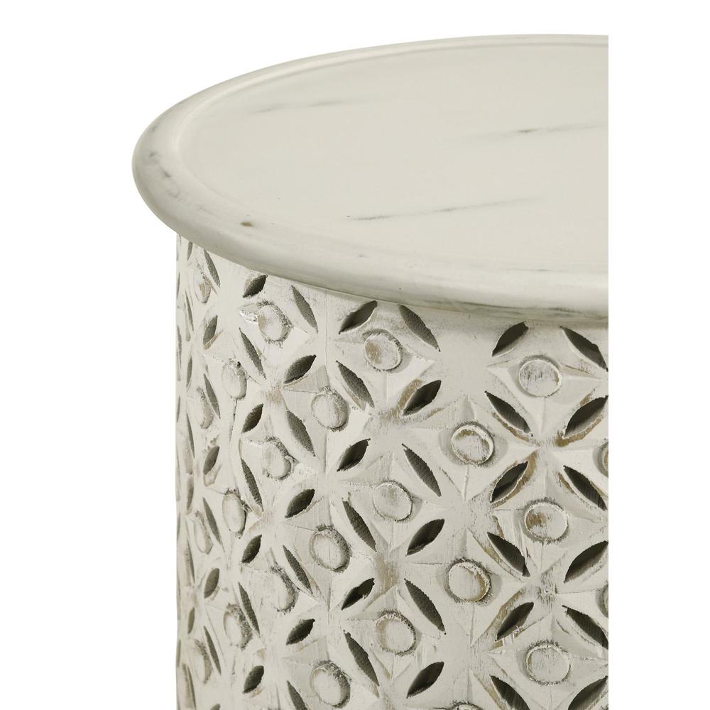 Krish 18-inch Round Accent Table White Washed. Picture 2