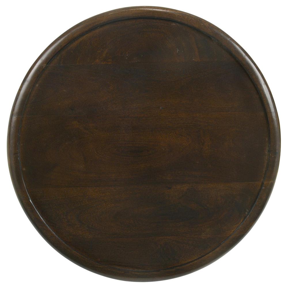 Krish 18-inch Round Accent Table Dark Brown. Picture 1
