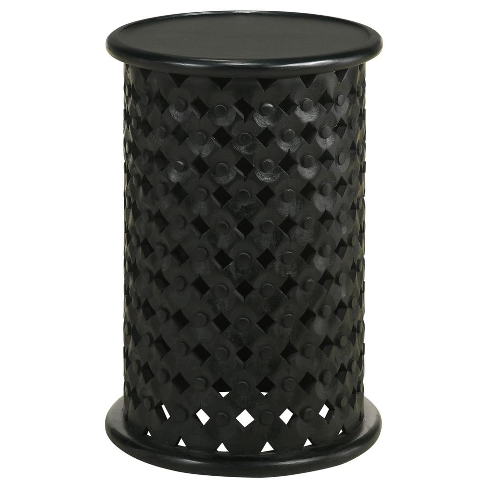 Krish 24-inch Round Accent Table Black Stain. Picture 6