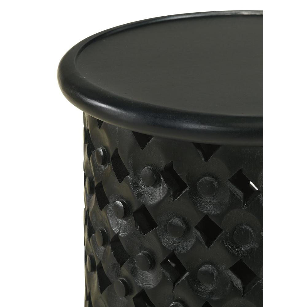 Krish 24-inch Round Accent Table Black Stain. Picture 2