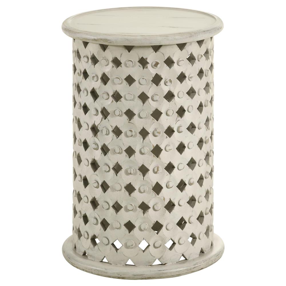 Krish 24-inch Round Accent Table White Washed. Picture 6