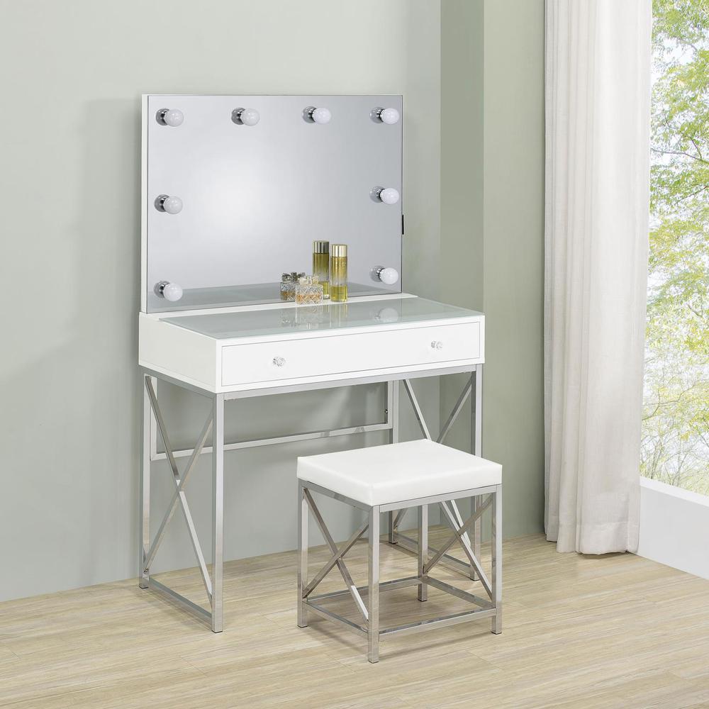 Eliza 2-piece Vanity Set with Hollywood Lighting White and Chrome. Picture 14