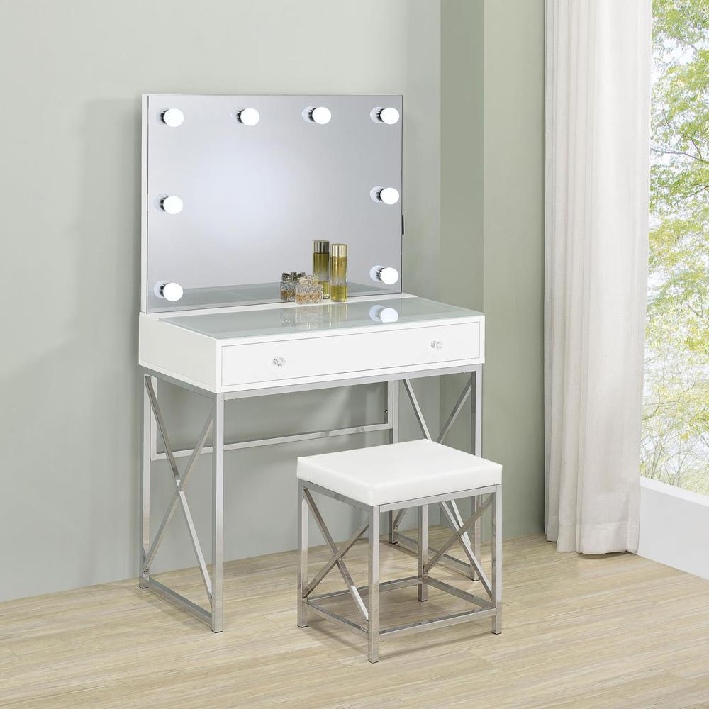 Eliza 2-piece Vanity Set with Hollywood Lighting White and Chrome. Picture 15