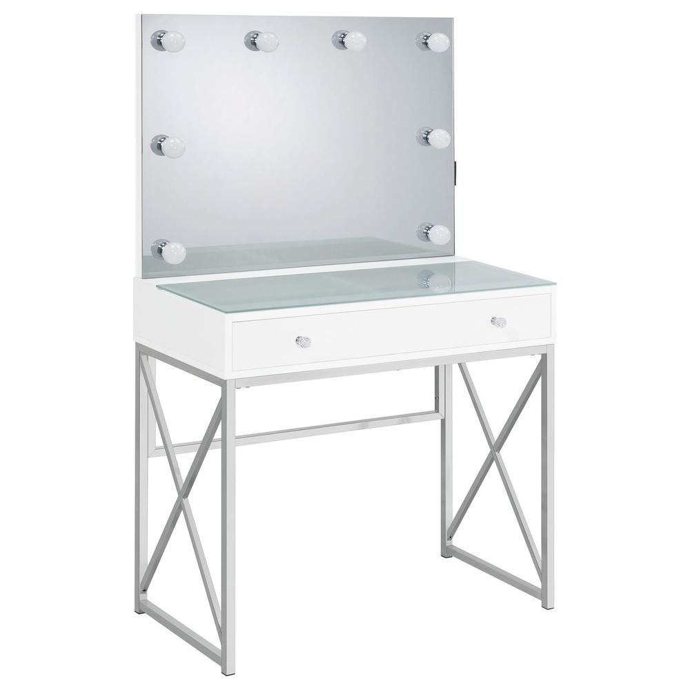 Eliza 2-piece Vanity Set with Hollywood Lighting White and Chrome. Picture 3