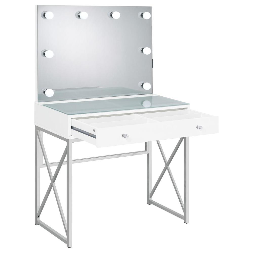 Eliza 2-piece Vanity Set with Hollywood Lighting White and Chrome. Picture 5