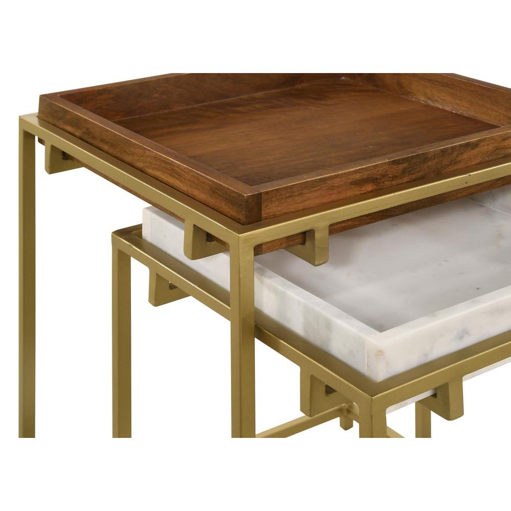 Bolden 2-Piece Square Nesting Table With Recessed Top Gold. Picture 5