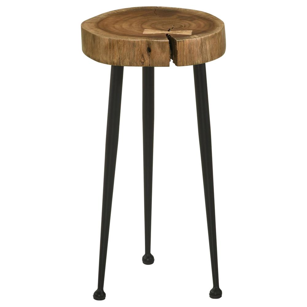 Keith Round Wood Top Side Table Natural and Black. Picture 4