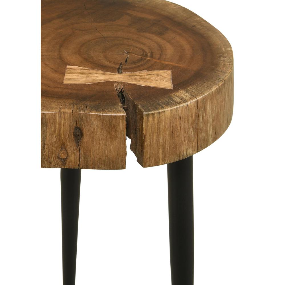 Keith Round Wood Top Side Table Natural and Black. Picture 2