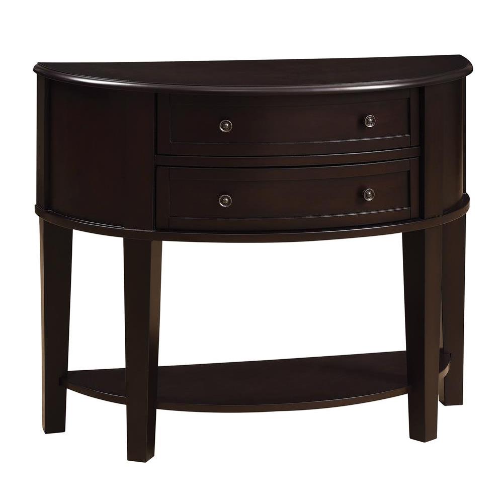 Diane 2-drawer Demilune Shape Console Table Cappuccino. Picture 2