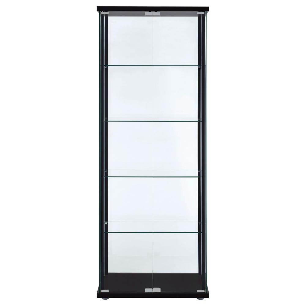 Delphinium 5-shelf Glass Curio Cabinet Black and Clear. Picture 1