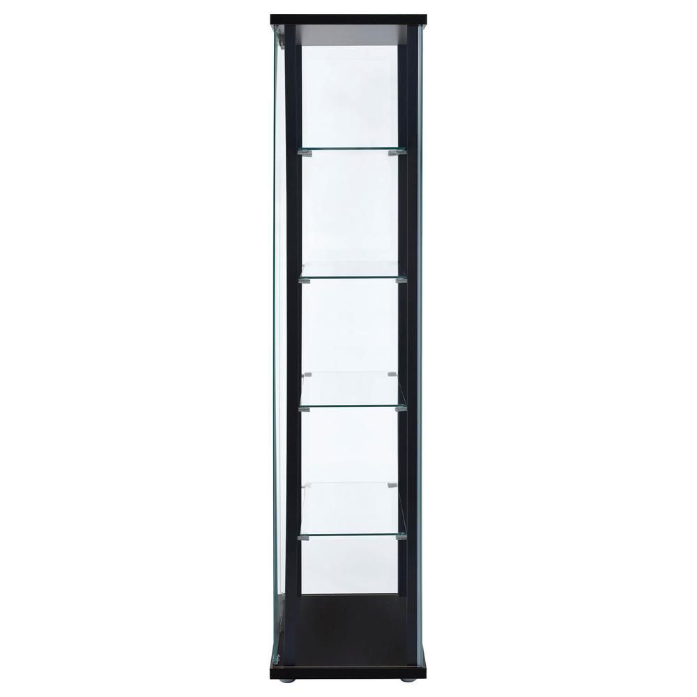 Delphinium 5-shelf Glass Curio Cabinet Black and Clear. Picture 3