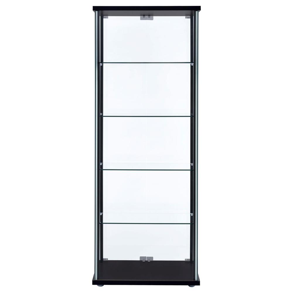 Delphinium 5-shelf Glass Curio Cabinet Black and Clear. Picture 4