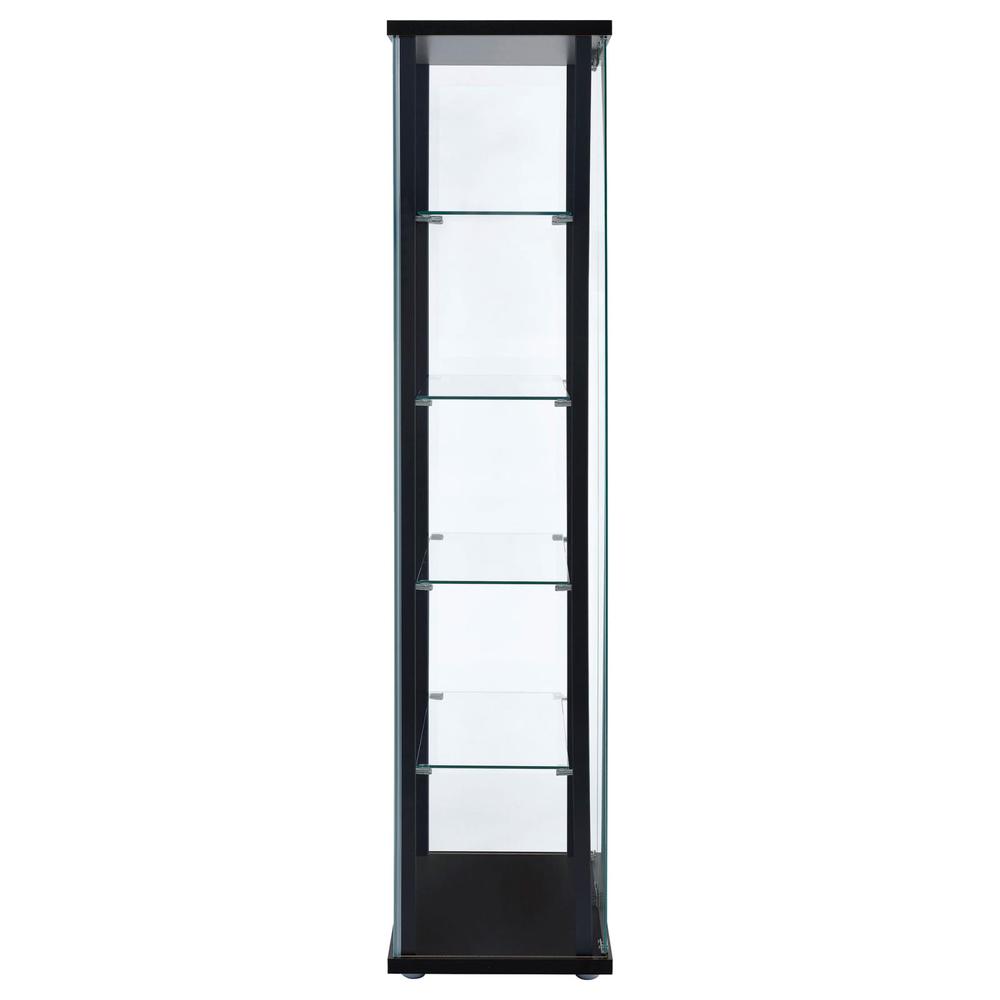 Delphinium 5-shelf Glass Curio Cabinet Black and Clear. Picture 5