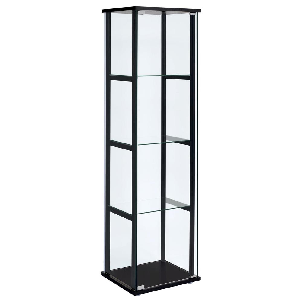 Cyclamen 4-shelf Glass Curio Cabinet Black and Clear. Picture 10