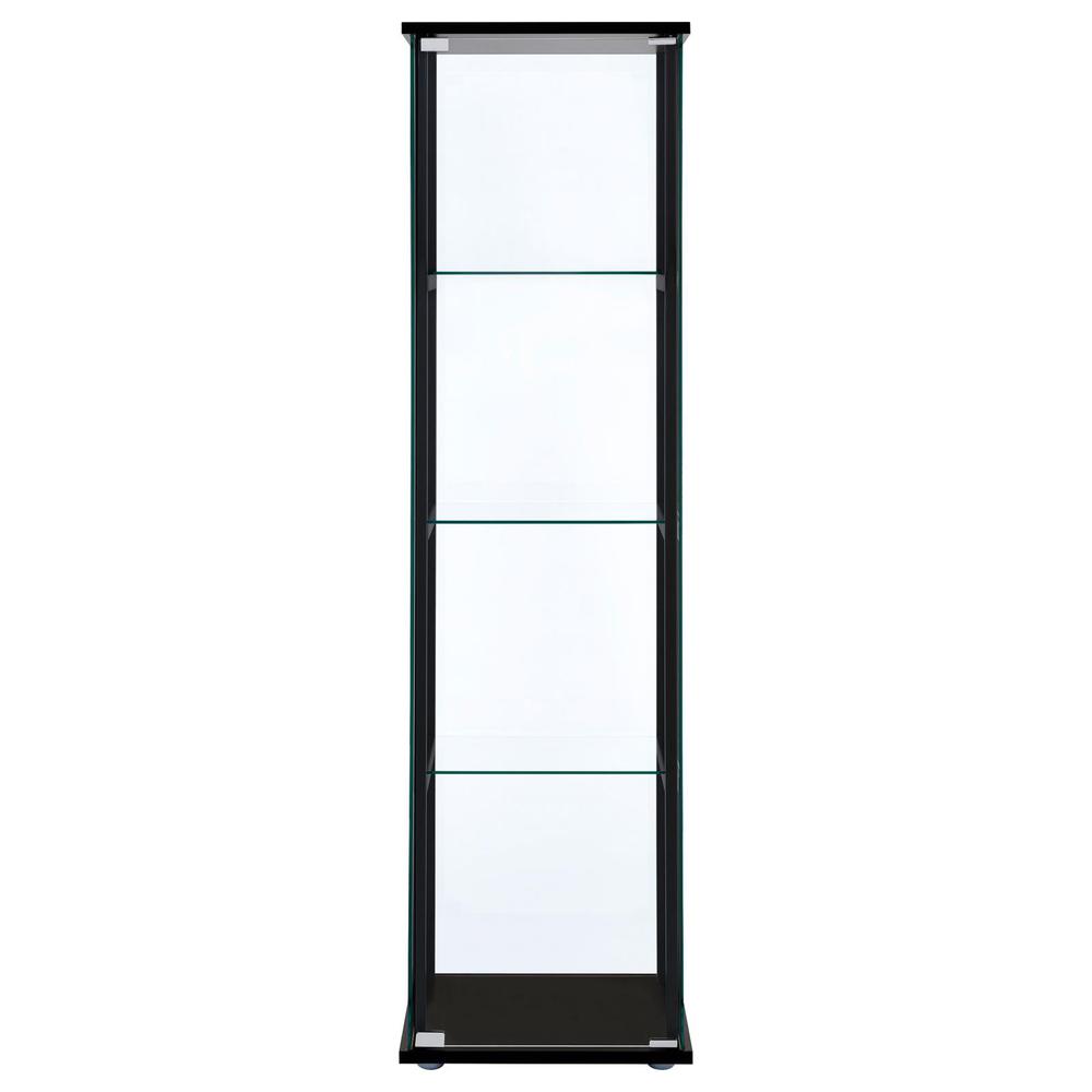 Cyclamen 4-shelf Glass Curio Cabinet Black and Clear. Picture 1