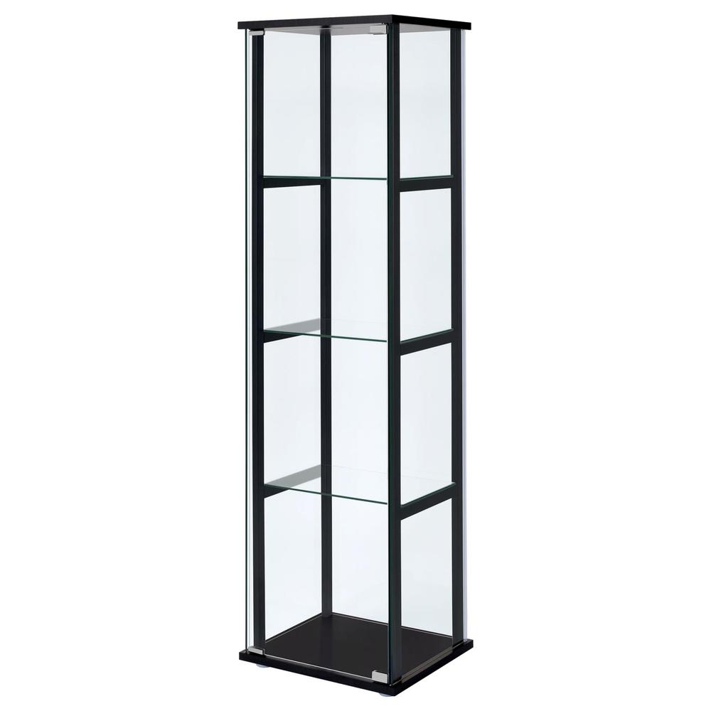 Cyclamen 4-shelf Glass Curio Cabinet Black and Clear. Picture 2