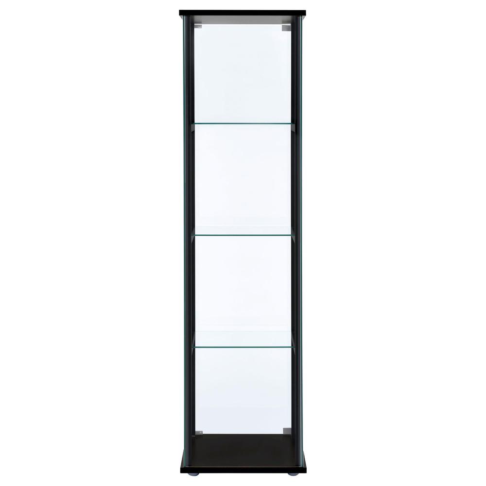 Cyclamen 4-shelf Glass Curio Cabinet Black and Clear. Picture 4