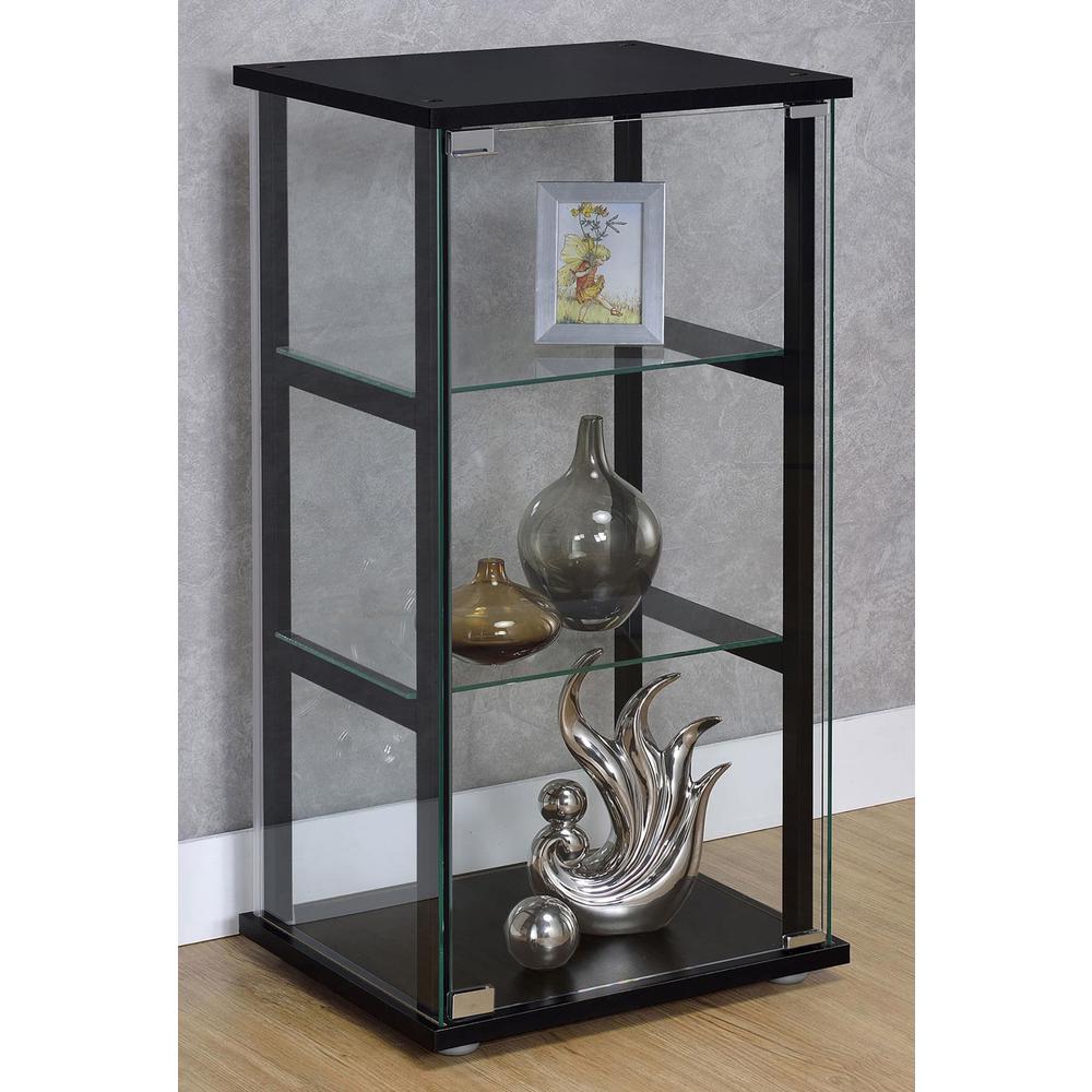Cyclamen 3-shelf Glass Curio Cabinet Black and Clear. Picture 11