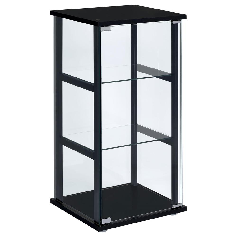 Cyclamen 3-shelf Glass Curio Cabinet Black and Clear. Picture 10