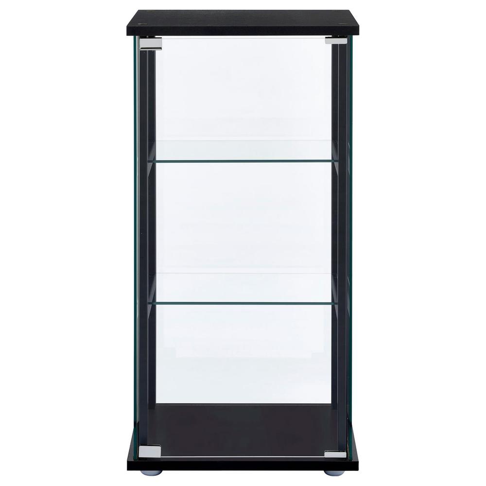 Cyclamen 3-shelf Glass Curio Cabinet Black and Clear. Picture 1