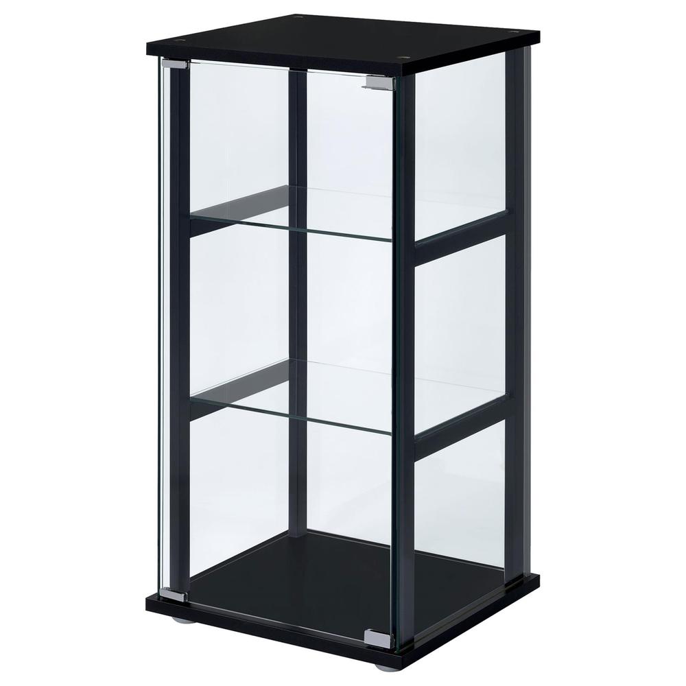 Cyclamen 3-shelf Glass Curio Cabinet Black and Clear. Picture 2