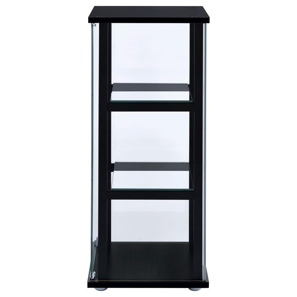 Cyclamen 3-shelf Glass Curio Cabinet Black and Clear. Picture 3