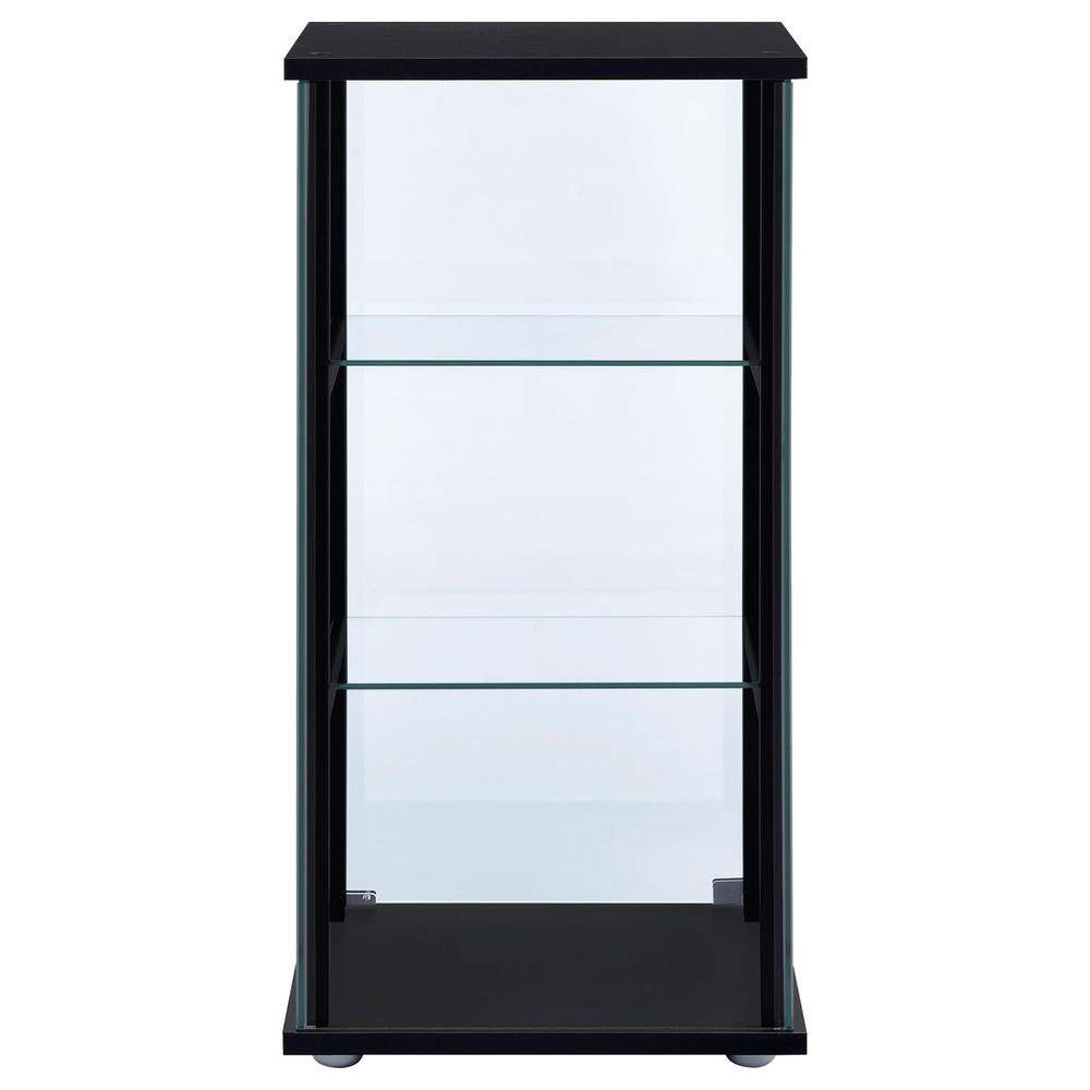 Cyclamen 3-shelf Glass Curio Cabinet Black and Clear. Picture 4