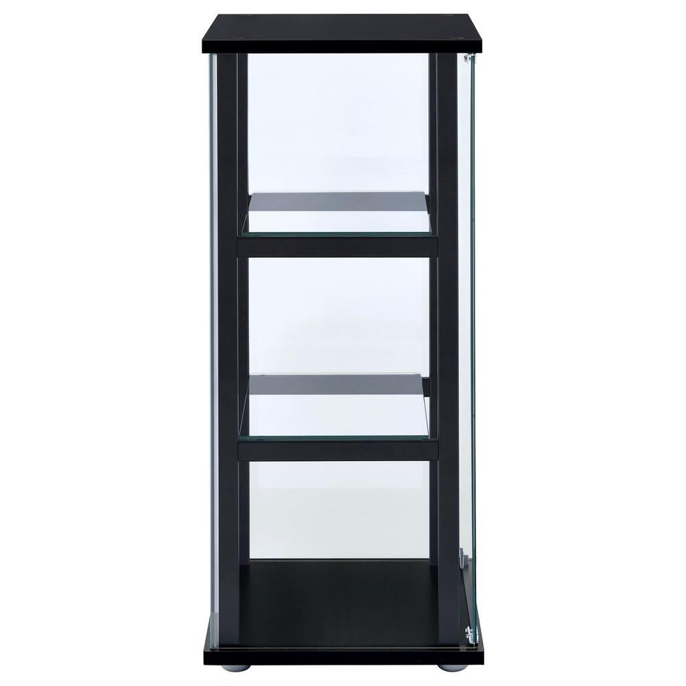 Cyclamen 3-shelf Glass Curio Cabinet Black and Clear. Picture 5