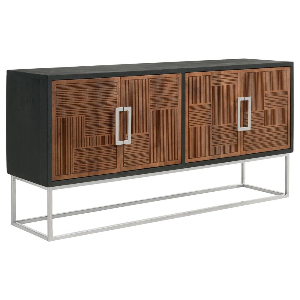 Borman 4-door Wooden Accent Cabinet Walnut and Black. Picture 1