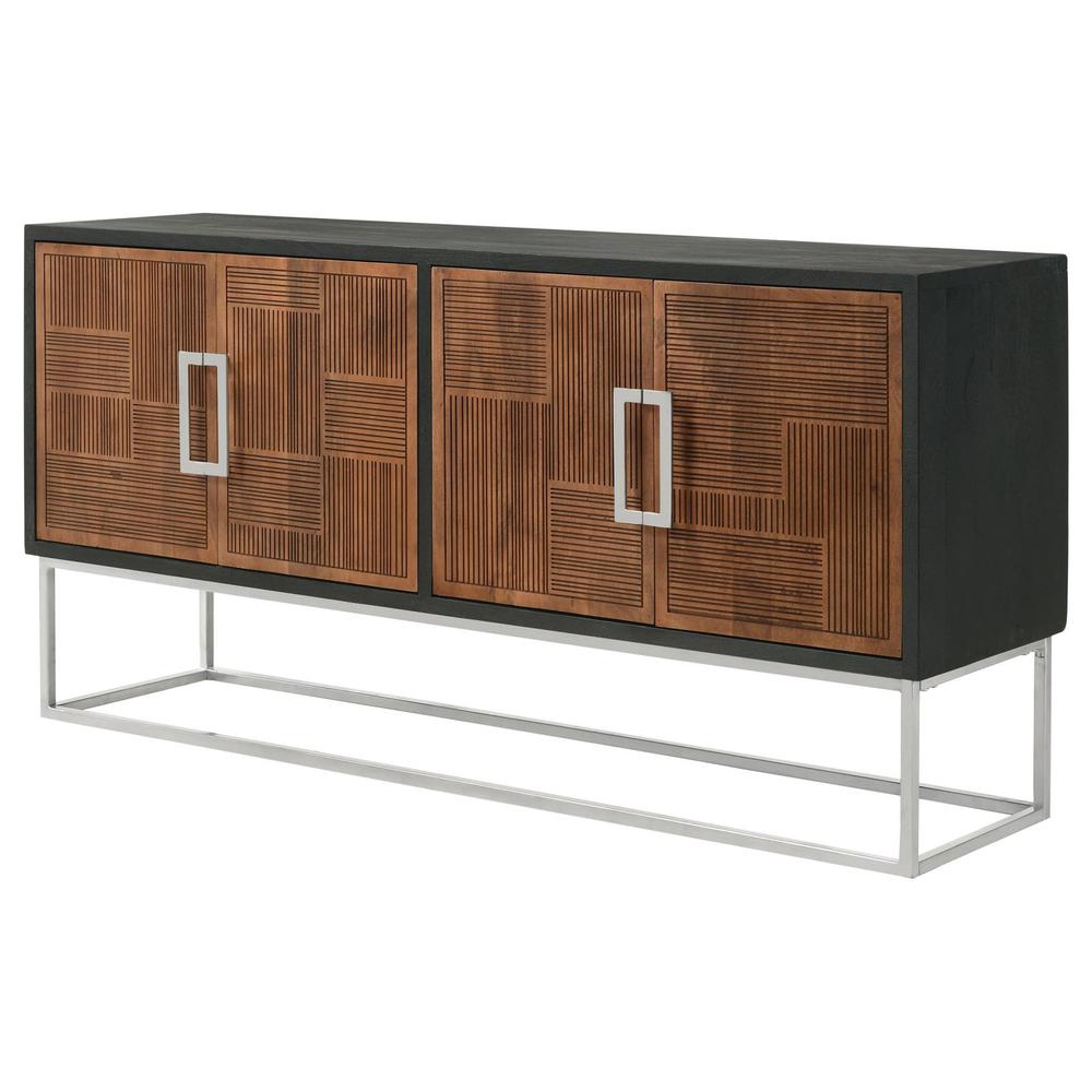 Borman 4-door Wooden Accent Cabinet Walnut and Black. Picture 3